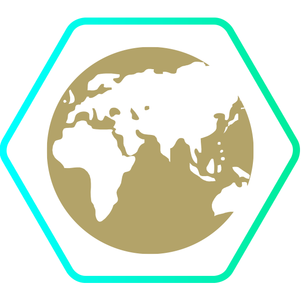 a vector of the Earth in a hexagon shape