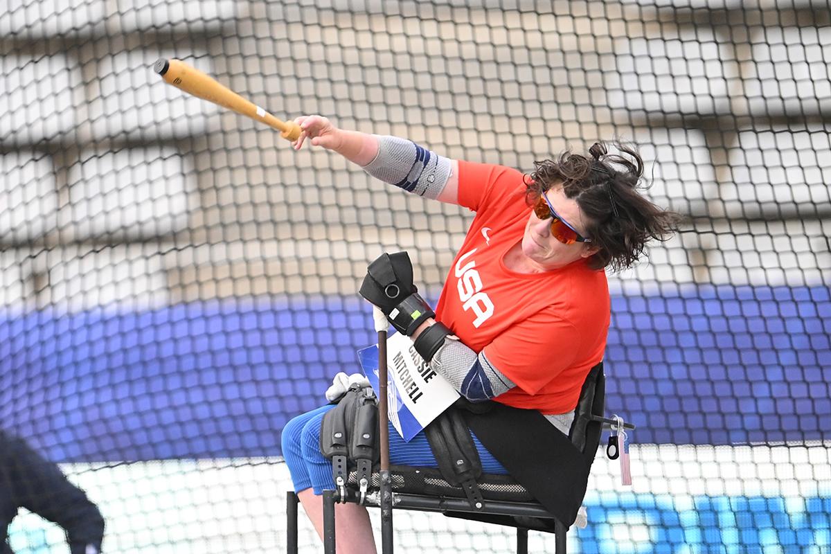 Cassie Mitchell during the F51 club throw finals at the 2023 World Para Athletics Championships in Paris. (Photo: Marcus Hartmann, U.S. Olympic and Paralympic Committee)