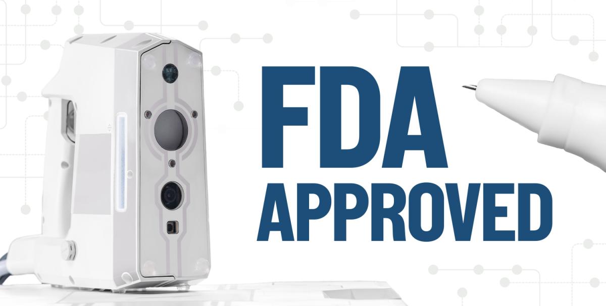 composite image of the text "FDA Approved" with photos of a portable x-ray machine and a needle