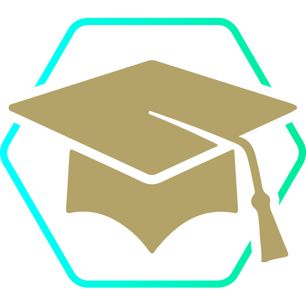 a vector mortarboard in a hexagon shape