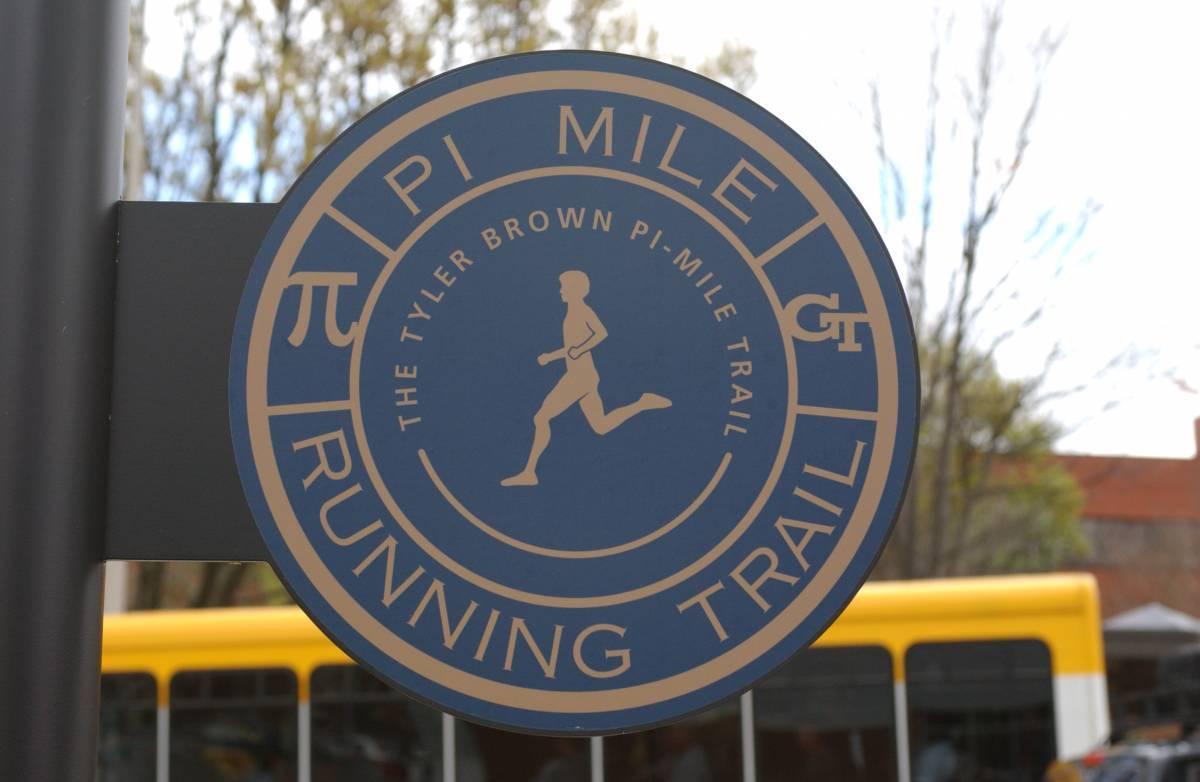 Pi Mile logo on a sign, photo