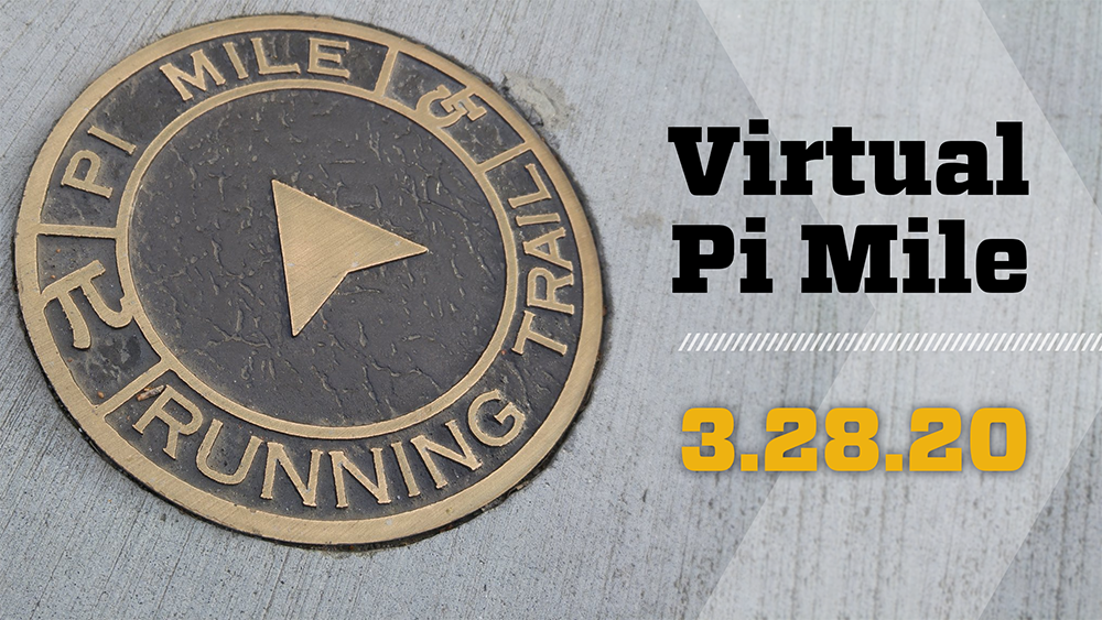 Pi Mile icon with text 'Virtual PI Mile, 03.28.2020', illustration 
